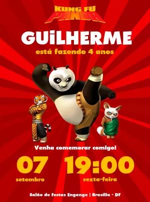 Convite de Aniversário Kung Fu Panda com Po para Editar