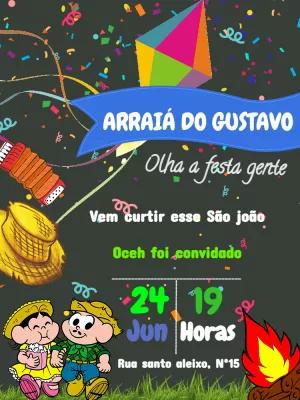 Convite de Aniversário Arraiá Turma da Mônica para Editar