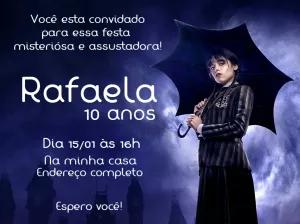 Convite de Aniversário Wandinha Addams para Editar Online