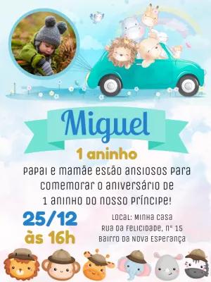 Convite Aniversário Safari com Foto para Editar Online