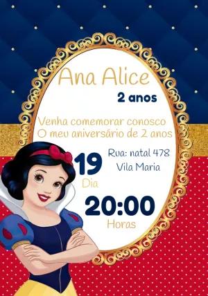 Convite de Aniversário Branca de Neve Clássico para Editar
