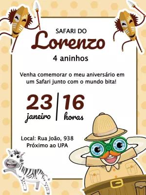 Convite de Aniversário Mundo Bita Safari para Editar Online