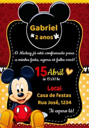Convite de Aniversário Mickey Mouse para Editar Online