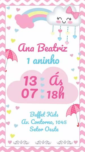 Convite Aniversário Chuva de Amor Editável Online
