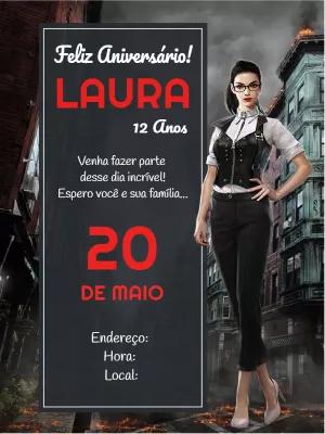 Convite de Aniversário Free Fire com Personagem para Editar