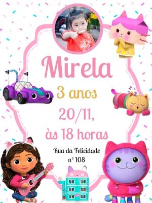 Convite Aniversário Casa Mágica da Gabby com Foto para Editar