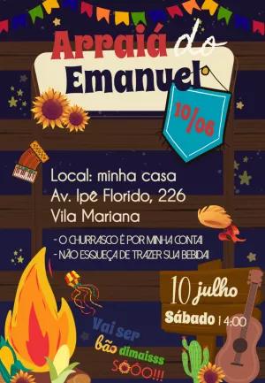Convite de Aniversário Festa Junina Rústico para Editar Online