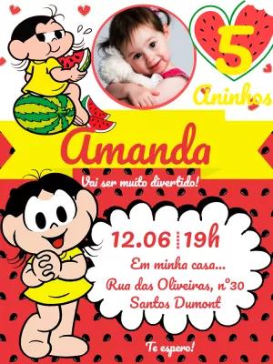 Convite de Aniversário Magali com Foto para Editar Online