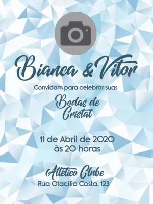 Convite Bodas de Cristal com Foto para Editar Online
