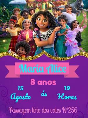 Convite Aniversário Encanto com Personagens para Editar Online