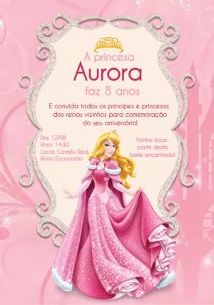 Convite Aniversário Princesa Aurora para Editar Online