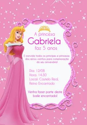 Convite Aniversário Princesa Bela Adormecida para Editar Online