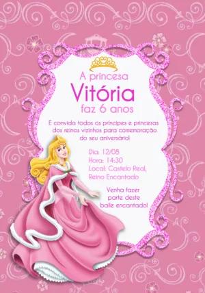 Convite Aniversário Princesa Aurora para Editar Online