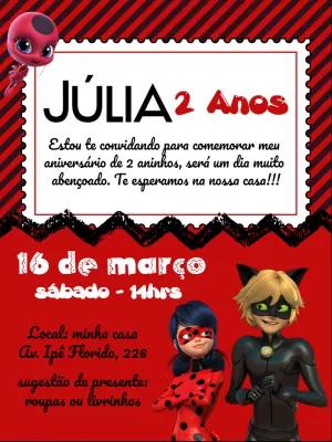 Convite de Aniversário Ladybug Miraculous para Editar Online