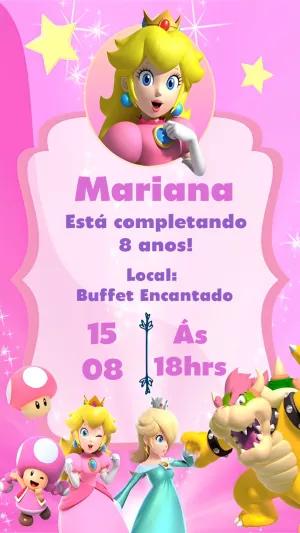 Convite Aniversário Princesa Peach Editável Online