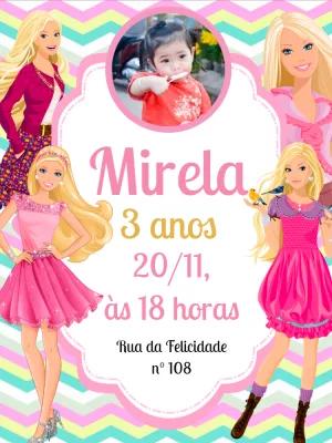 Convite de Aniversário Barbie com Foto para Editar Online