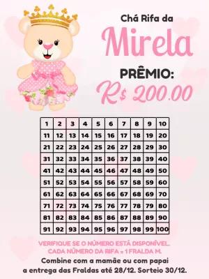 Convite Chá Rifa Ursinha Princesa para Editar Online