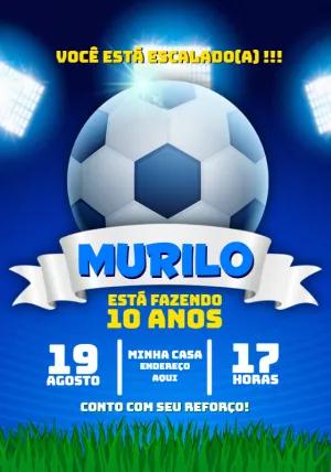 Convite Aniversário Futebol com Estádio e Bola para Editar