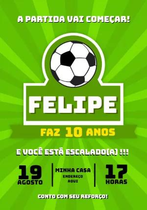 Convite de Aniversário Futebol com Bola para Editar Online