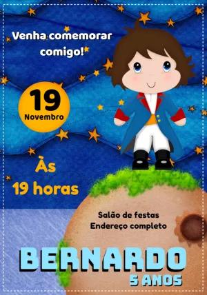 Convite de Aniversário Pequeno Príncipe Editável Online