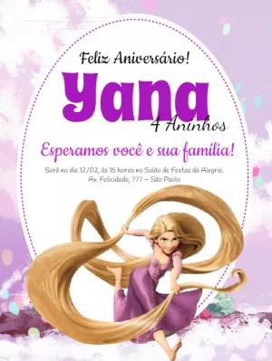 Convite de Aniversário Rapunzel Enrolados para Editar Online