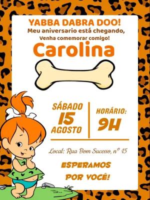 Convite Aniversário Pedrita Flintstones para Editar Online