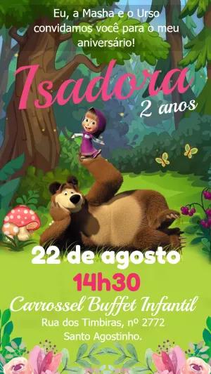 Convite Aniversário Masha e o Urso para Editar Online