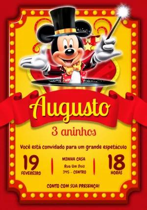 Convite de Aniversário Mickey Circo Mágico para Editar Online