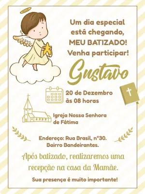 Convite Batizado Anjinho Delicado para Editar Online