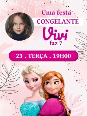 Convite de Aniversário Frozen com Foto para Editar Online