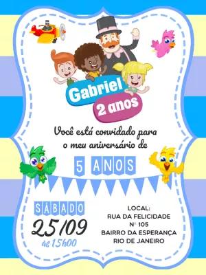 Convite de Aniversário Mundo Bita com Personagens para Editar