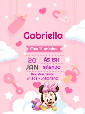 Convite de Aniversário Minnie Baby Rosa para Editar Online