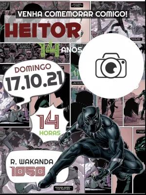 Convite Aniversário Pantera Negra Quadrinhos com Foto para Editar
