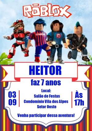Convite de Aniversário Roblox com Personagens para Editar Online