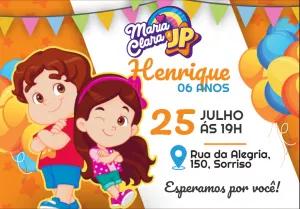 Convite Aniversário Maria Clara e JP para Editar Online