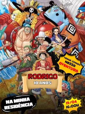 Convite de Aniversário One Piece para Editar Online com Personagens