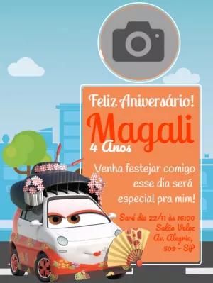 Convite de Aniversário Carros Okuni com Foto para Editar