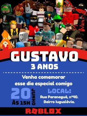 Convite de Aniversário Roblox com Personagens para Editar