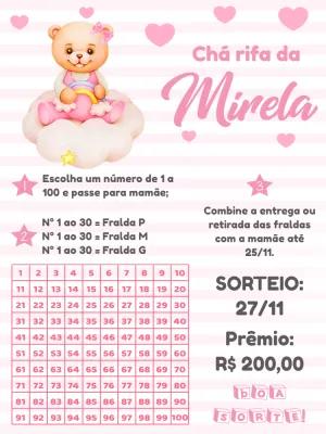Chá Rifa Ursinha Rosa para Chá de Bebê para Editar Online