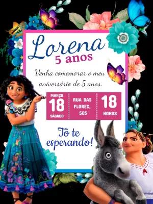 Convite de Aniversário Encanto com Personagens para Editar Online