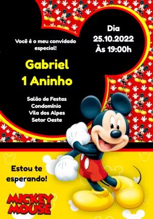 Convite de Aniversário Mickey Mouse Clássico para Editar Online