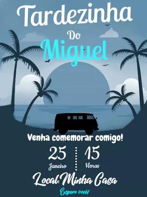 Convite Aniversário Tardezinha na Praia para Editar Online