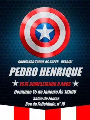 Convite Aniversário Capitão América para Editar Online