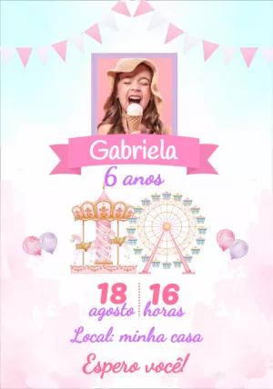 Convite Aniversário Parque de Diversões com Foto para Editar Online