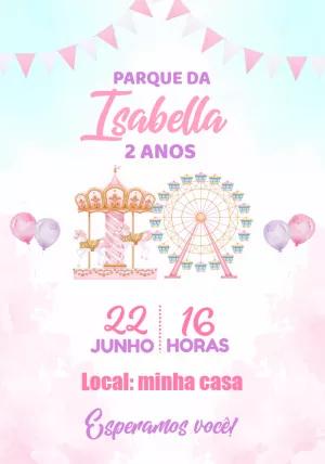 Convite Aniversário Parque de Diversões Aquarela Editável Online