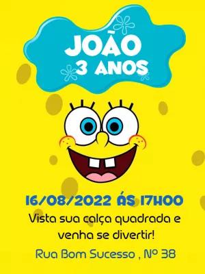 Convite de Aniversário Bob Esponja para Editar Online