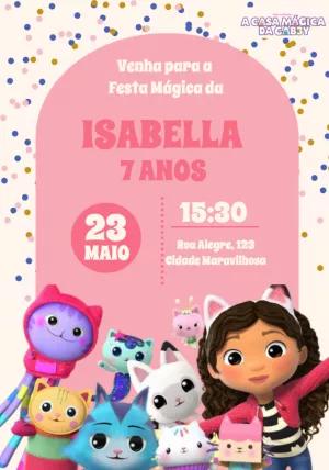 Convite Aniversário A Casa Mágica da Gabby para Editar Online