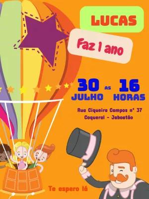 Convite Aniversário Mundo Bita com Balão para Editar Online