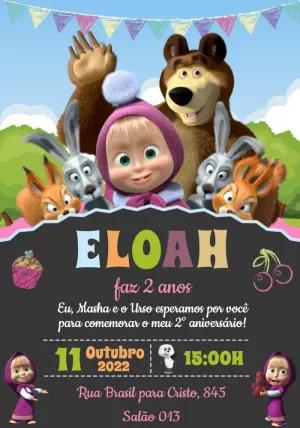Convite de Aniversário Masha e o Urso para Editar Online