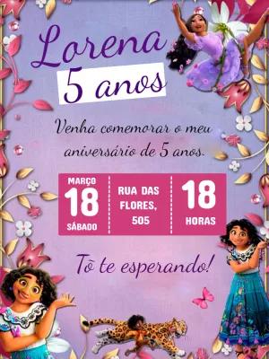 Convite Aniversário Encanto com Personagens para Editar